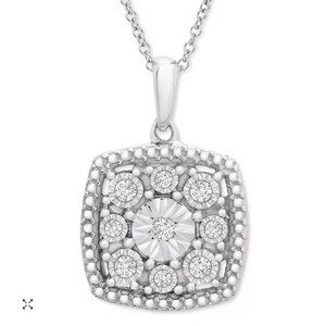 Diamond Cushion Cluster 18" Pendant Necklace (1/10 ct. t.w.) in Sterling Silver